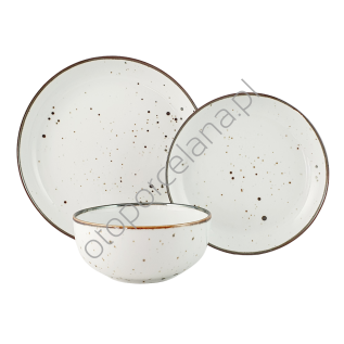RUSTIC WHITE  komplet talerzy 6 os./18 el. z salaterką - Alumina Bogucice