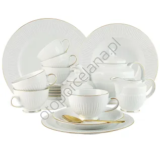 MINOS GOLD serwis do herbaty 6 osobowy z kpl. talerza/ 33 sztuki AC162