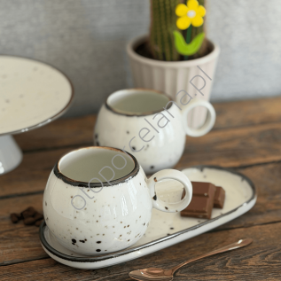 COTTAGE CREAM zestaw śniadaniowy 2 x KUBEK SL46 + tacka - Alumina Bogucice