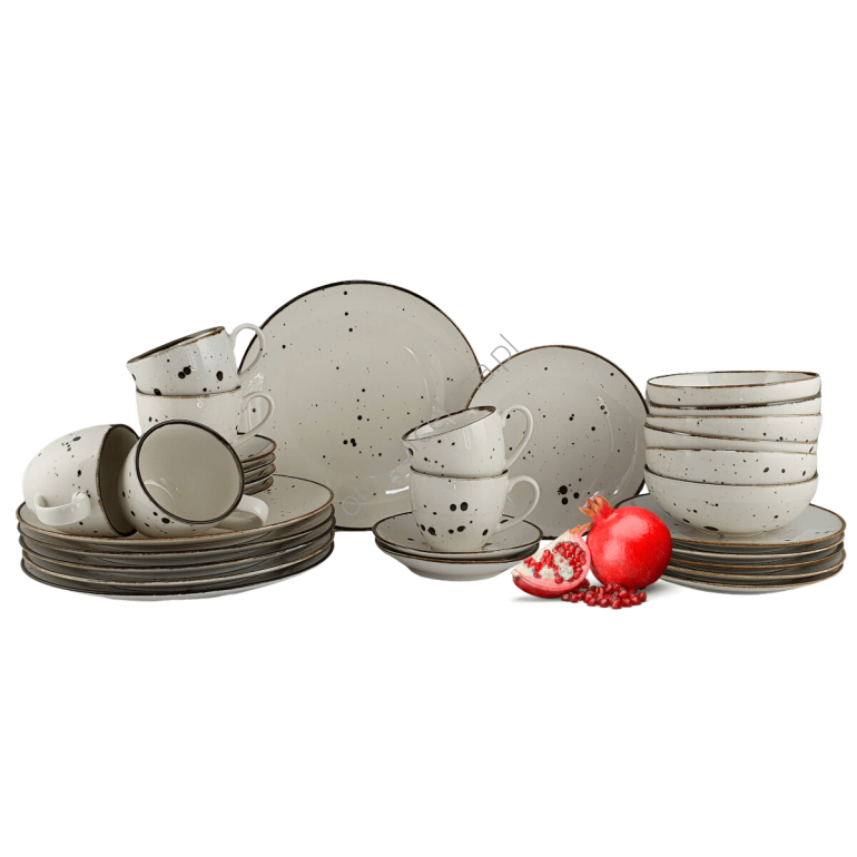 COTTAGE CREAM zestaw z filiżanką 300 ml dla 6 os. 30 el.- Alumina Bogucice