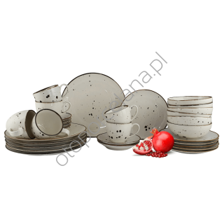 COTTAGE CREAM zestaw z filiżanką 300 ml dla 6 os. 30 el.- Alumina Bogucice