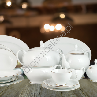 ZŁOTA OBWÓDKA serwis combi obiad i herbata 12 osobowy/ 81 sztuk.