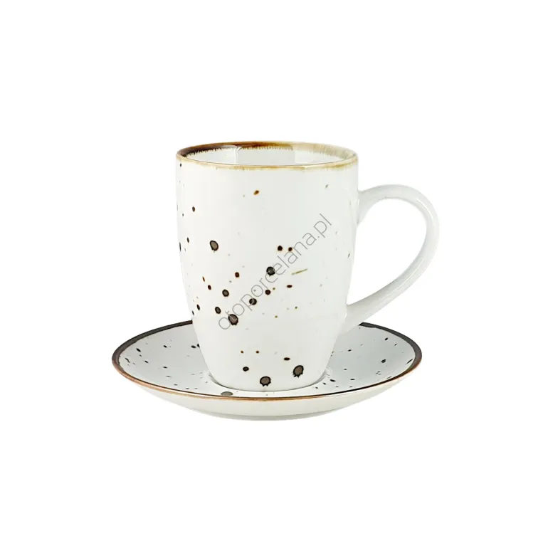 COTTAGE WHITE kubek latte 420 ml z spodkiem empire SL58 - Alumina Bogucice