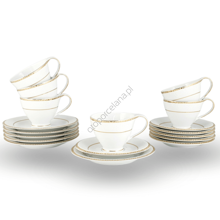 KELLY GOLD zestaw do herbaty 6 osobowy/ 18 sztuk