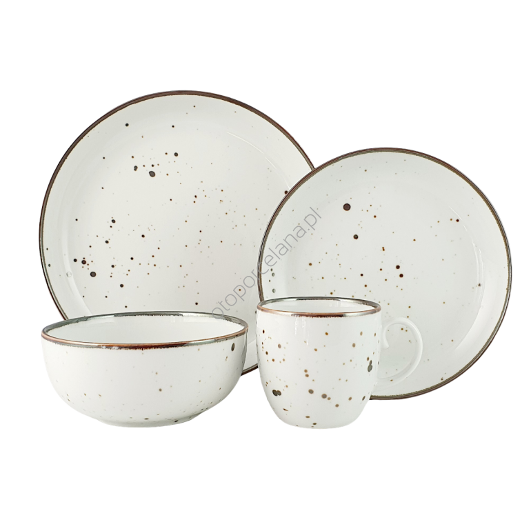 RUSTIC WHITE  serwis obiadowy 6 os./24 el. z kubkiem - Alumina Bogucice