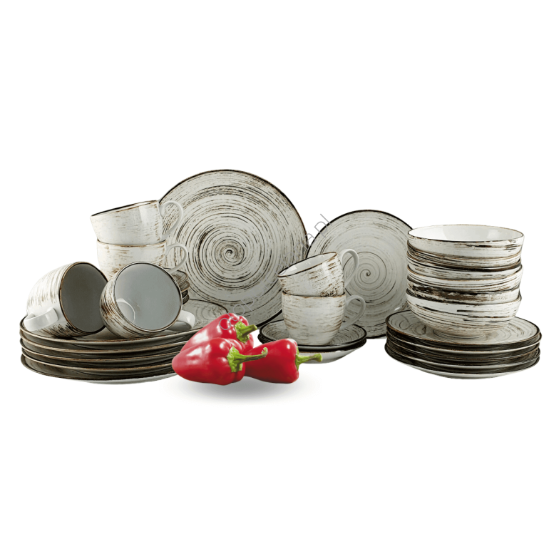 NOSTALGIA WHITE zestaw z filiżanką dla 6 os. 30 el. - Alumina Bogucice