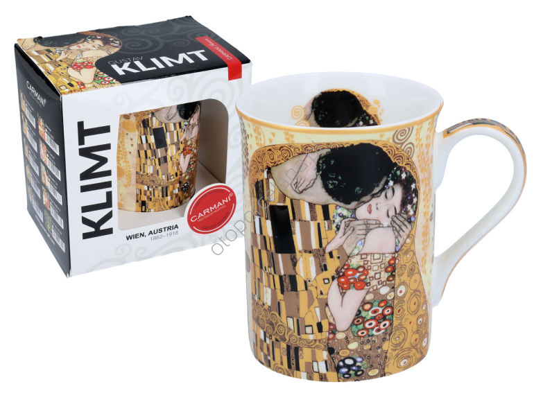 G. KLIMT kubek classic new, POCAŁUNEK 350 ml (kremowe tło)