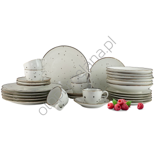 COTTAGE WHITE komplet talerza z filiżanką 200 ml 6 os. 30 el.- Alumina Bogucice