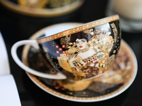 G. KLIMT filiżanka ze spodkiem, ADELA 360 ml (czarne tło)