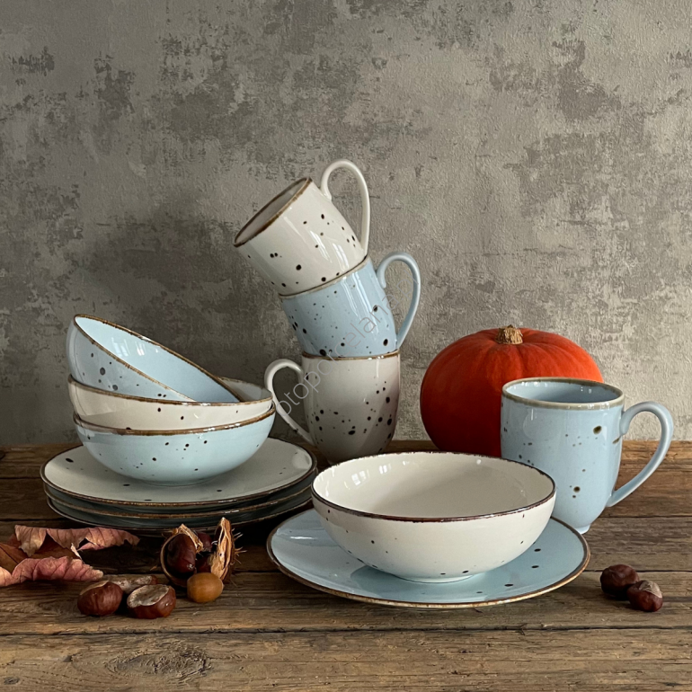 COTTAGE SKY & CREAM Zestaw śniadaniowy dla 4 os. 12 el.- Alumina Bogucice