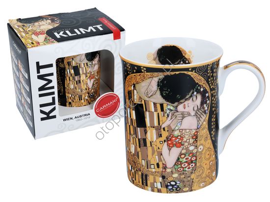 G. KLIMT kubek classic new, POCAŁUNEK 350 ml (czarne tło)