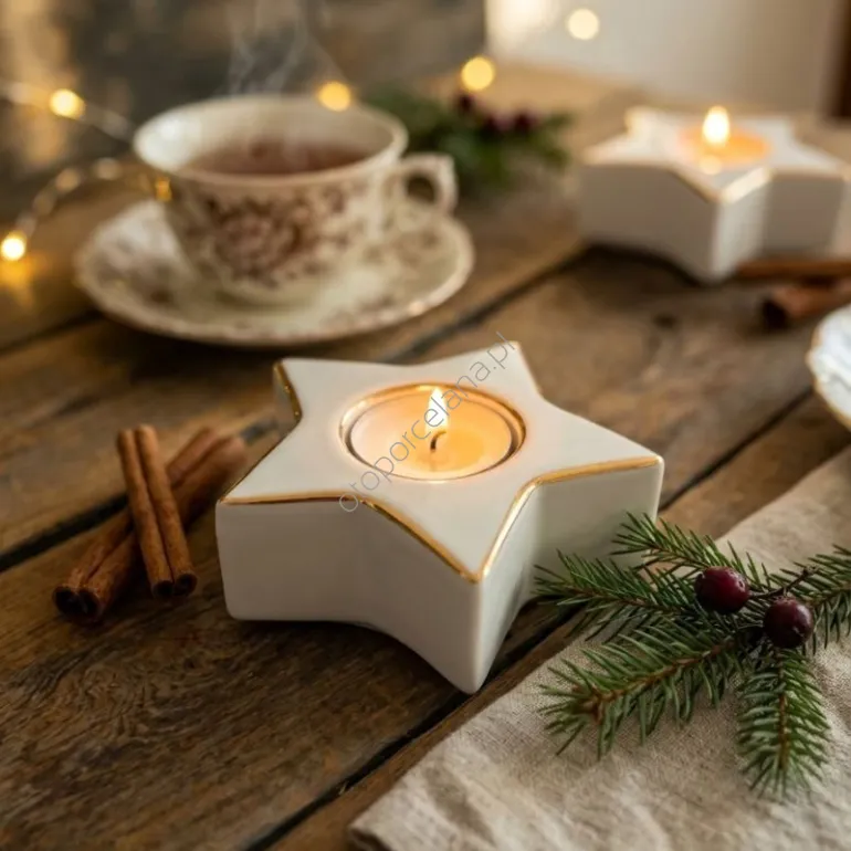 ŚWIECZNIK TEALIGHT gwiazda złota linia