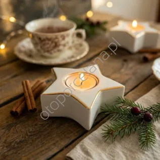 ŚWIECZNIK TEALIGHT gwiazda złota linia