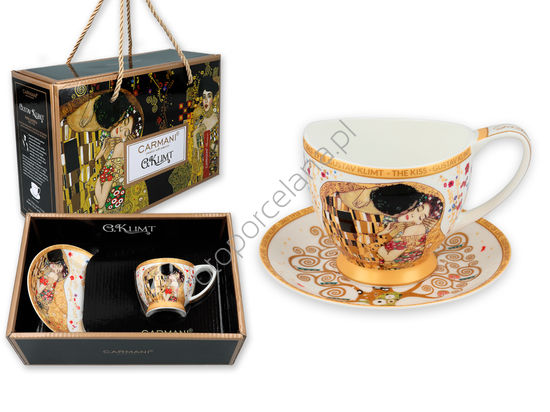 G. KLIMT filiżanka espresso VANESSA, POCAŁUNEK 100 ml (białe tło)